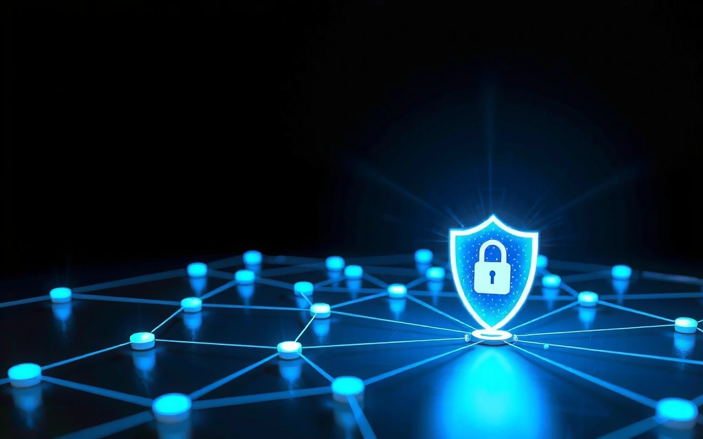 Ilustrație abstractă a securității datelor și confidențialității pe internet.