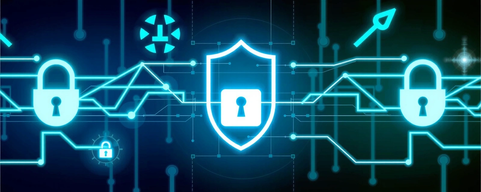 Imagine abstractă a unui firewall digital protejând datele, cu linii de cod și simboluri de securitate.